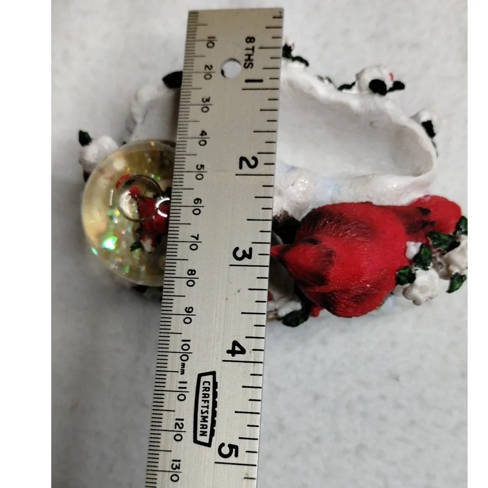 Cadona Designs 1999 Cardinal Figurine w/ Mini Snow Globe Winter Scene Decoration
